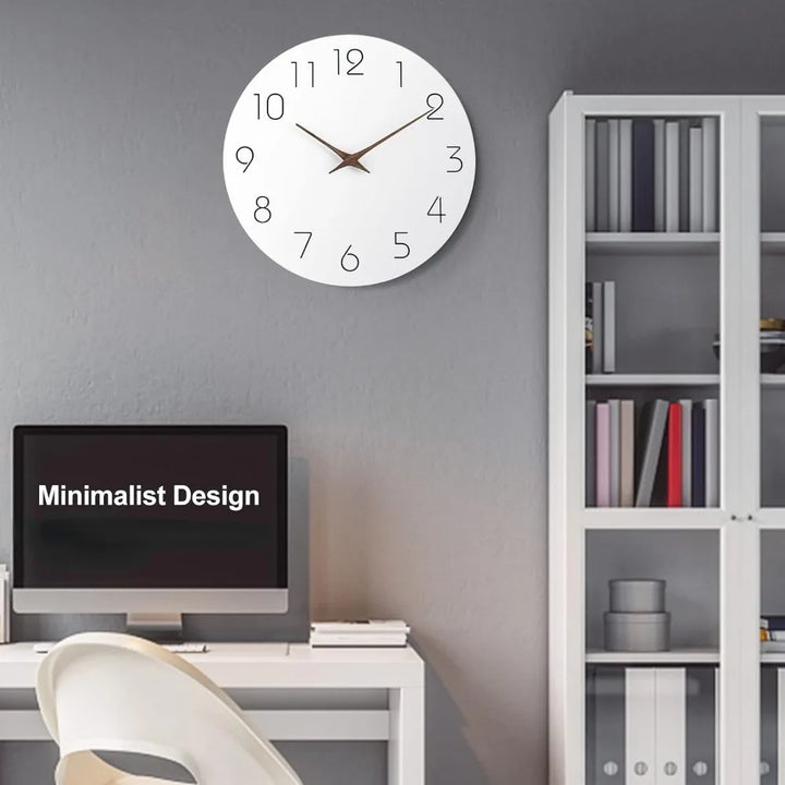 White Modern Simple Minimalist Hanging Wall Clock