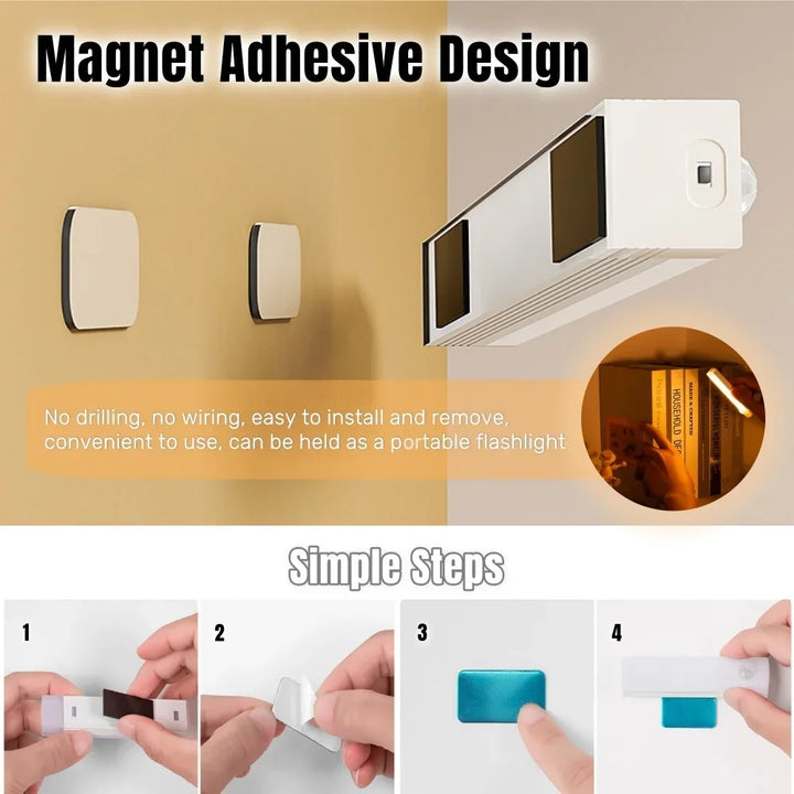 LED Motion Sensor Light Rechargeable Portable Lamp for Kitchen Cabinet