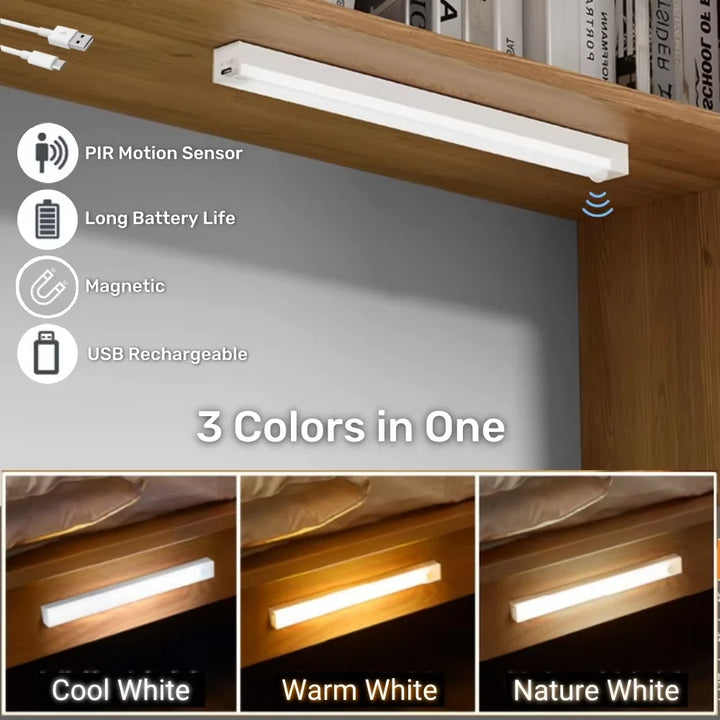 LED Motion Sensor Light Rechargeable Portable Lamp for Kitchen Cabinet