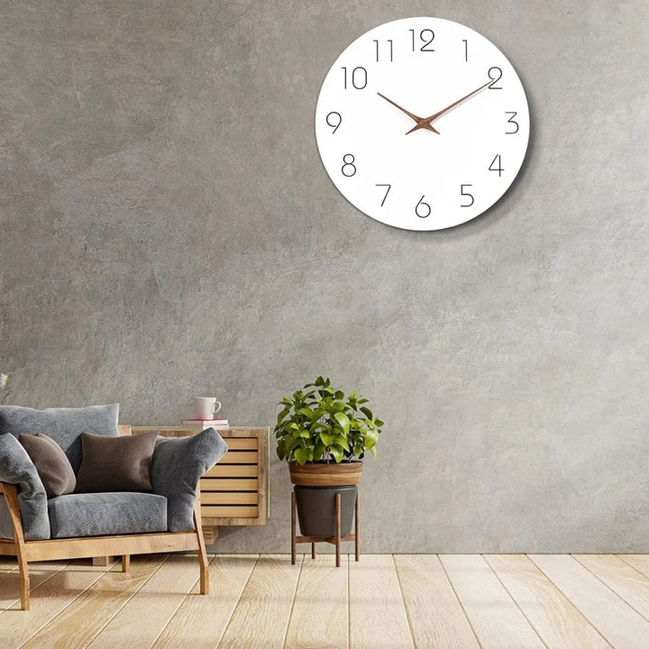White Modern Simple Minimalist Hanging Wall Clock
