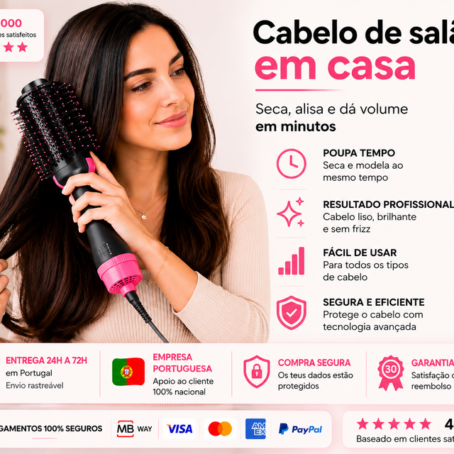 Escova secadora 4 em 1 | Cabelo de Salão em Casa